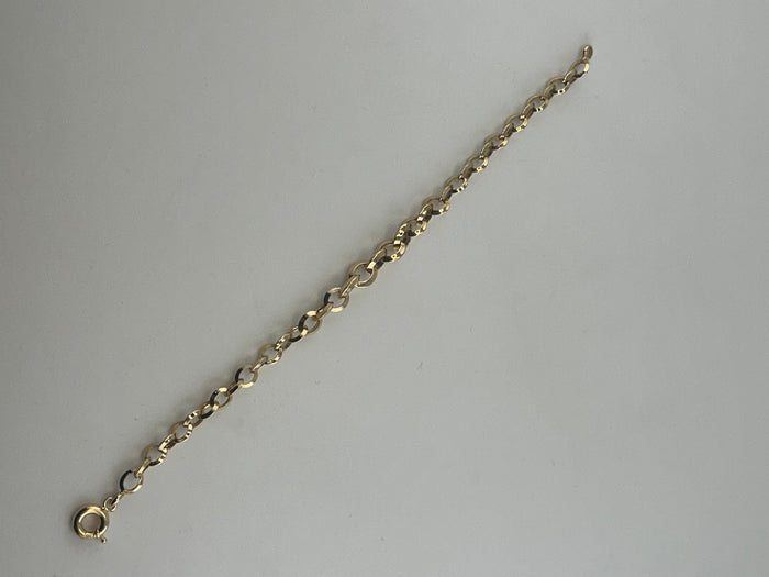 18K Solid Gold Classic Polished Rolo Chain Bracelet
