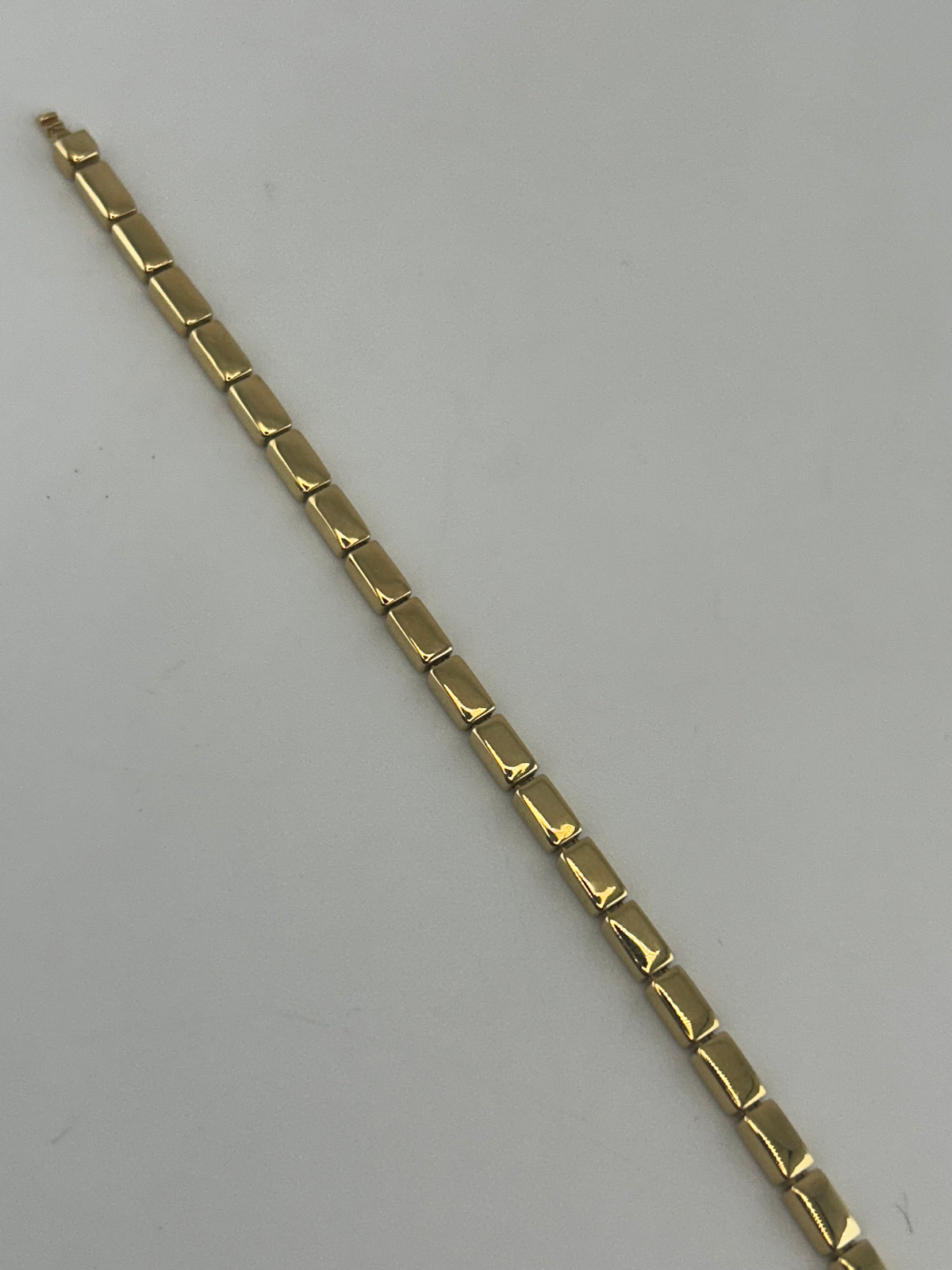 18K Solid Gold Modern Block Link Bracelet - Image 3