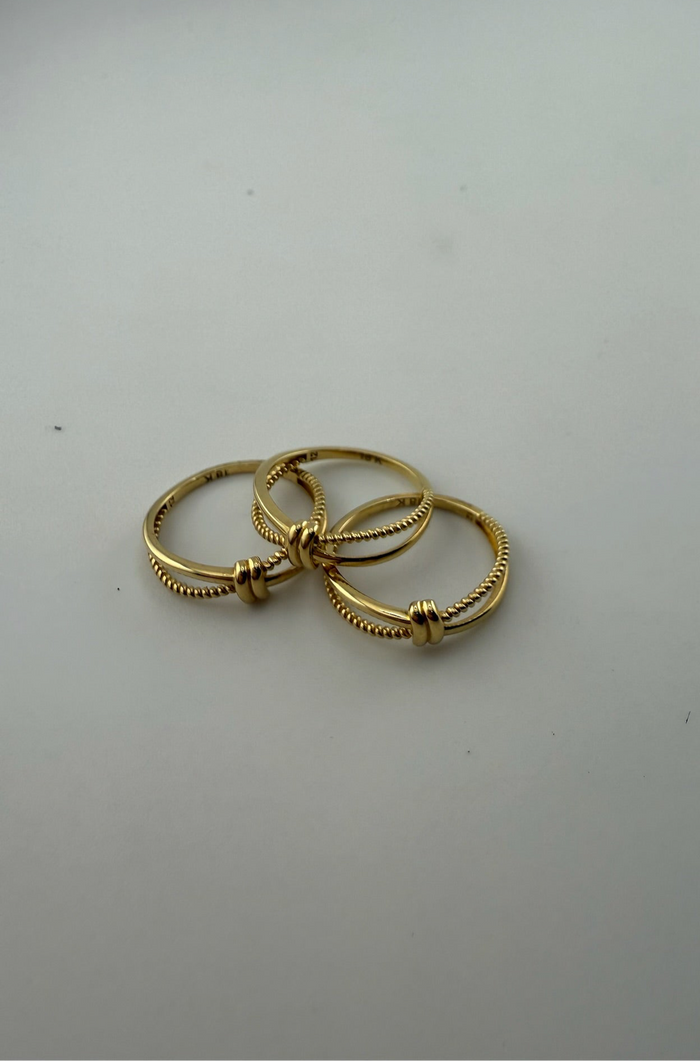 Dainty ring small knot solid 18k gold