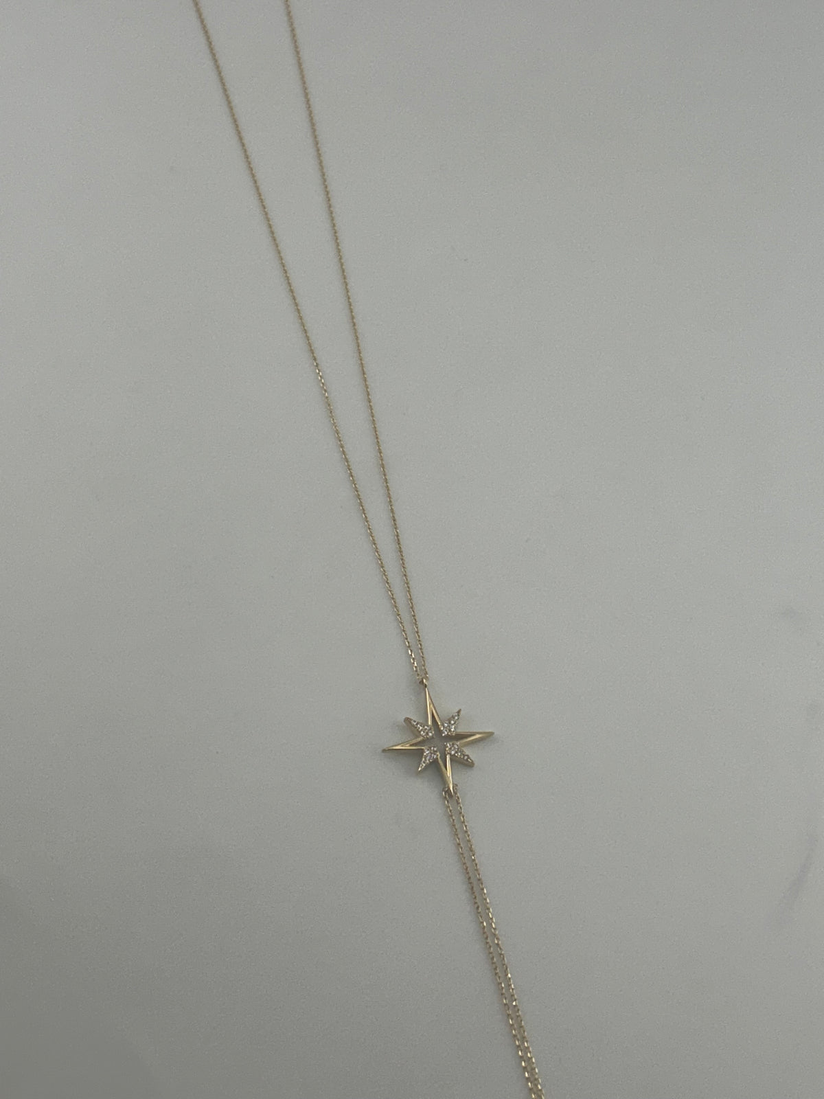 18K Gold Star Chain Necklace with Premium Cubic Zirconia - Image 1