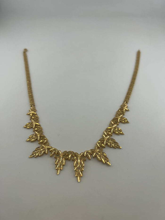 18K Solid Gold Laurel Floral Set
