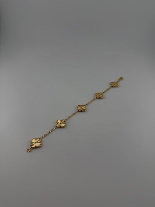 Solid 18k gold 5 clover bracelet (15mm)