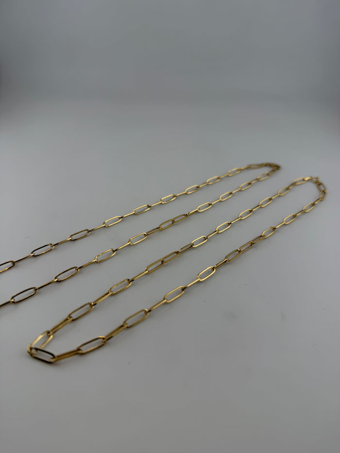 The Luxe Link – 18K Solid Gold Paperclip Chain Necklace