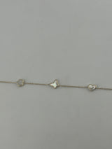 18K Yellow Gold White Stone Star, Butterfly & Heart Bracelet - Image 1