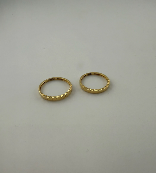 Dainty ring hexagon solid 18k gold
