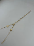 18K Solid Gold Floral Hand Chain Bracelet