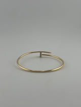 Thin twist nail bracelet, with premium zircon stones, 18k gold , hollow - Image 3