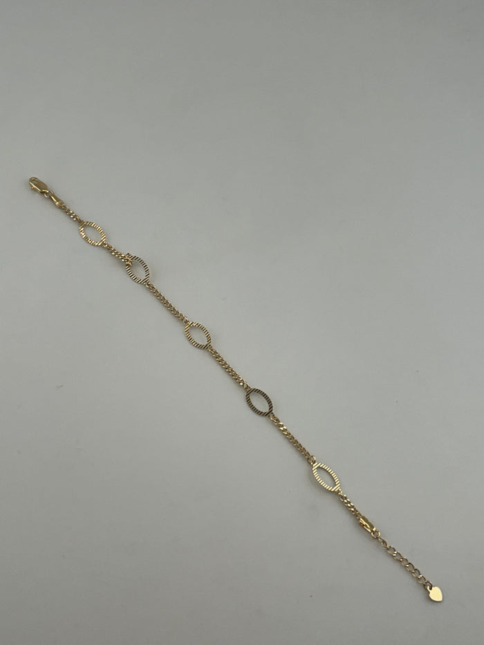 18K Solid Gold Elongated Textured Paperclip Station Bracelet