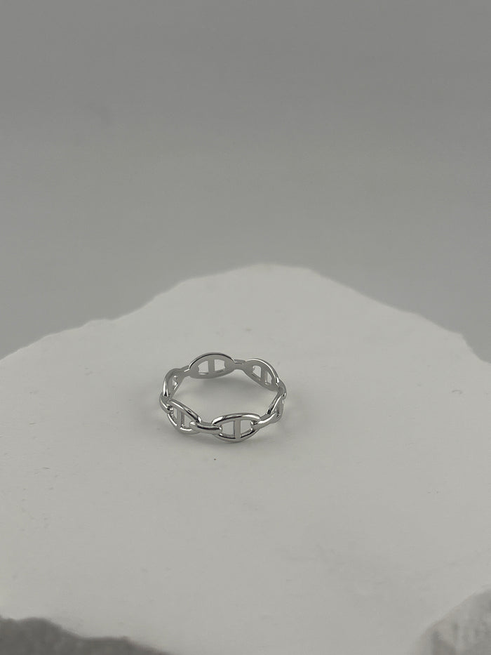 925 Sterling Silver Anchor Link Ring