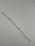 18K Solid Gold Diamond-Cut Oval Station Chain Bracelet