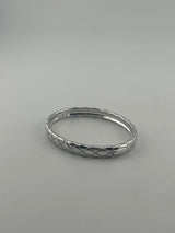 925 sterling Silver Diamond-Cut Crisscross Engraved Bangle - Image 1