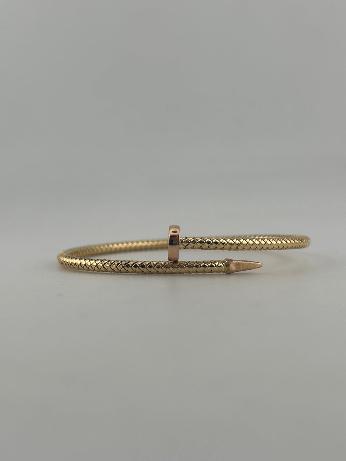 18K Yellow Gold Sculpted Twist Nail Bracelet - Image 2