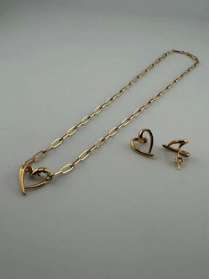 The Heart Paperclip Chain Set – 18K Solid Gold