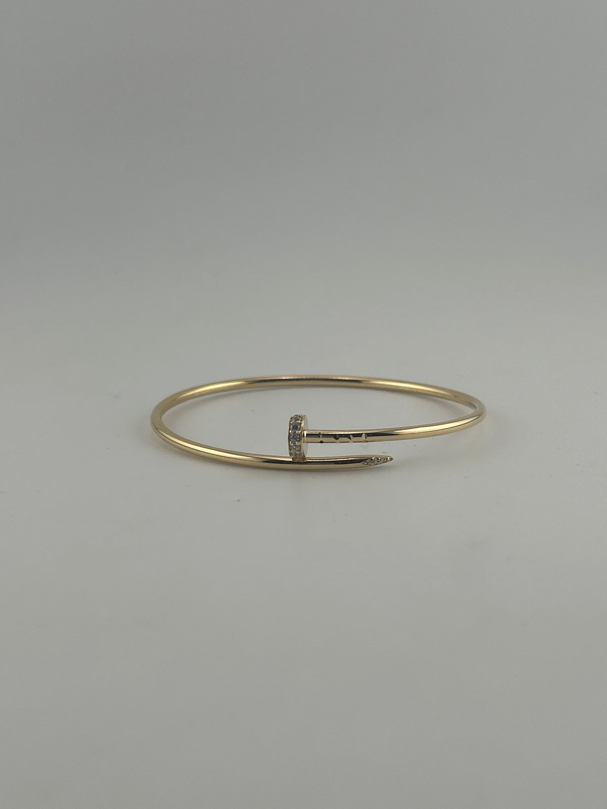 Thin twist nail bracelet, with premium zircon stones, 18k gold , hollow - Image 2