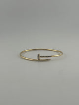 Thin twist nail bracelet, with premium zircon stones, 18k gold , hollow - Image 2