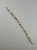 18K Solid Gold Textured Oval Open-Link Bracelet
