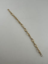 18K Solid Gold Textured Oval Open-Link Bracelet - Image 1