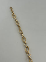 18K Solid Gold Textured Oval Open-Link Bracelet - Image 2