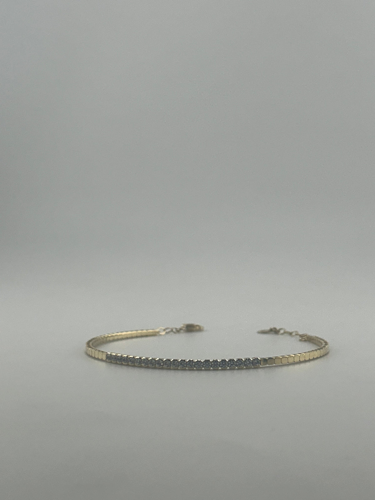 18K Yellow Gold 1/3 Pavé Cubic Zirconia Bangle - Image 2