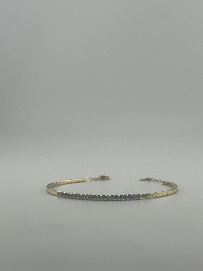 18K Yellow Gold 1/3 Pavé Cubic Zirconia Bangle