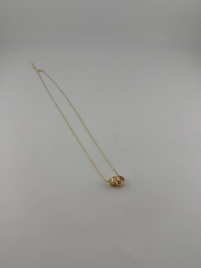 Solid 18k gold interlocking rings necklace
