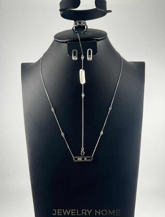 White gold set, solid 18k gold with premium zircon stones