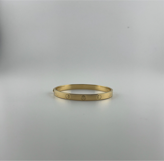 Bangle that opens with a screw, 18k gold, semisolid, regular width