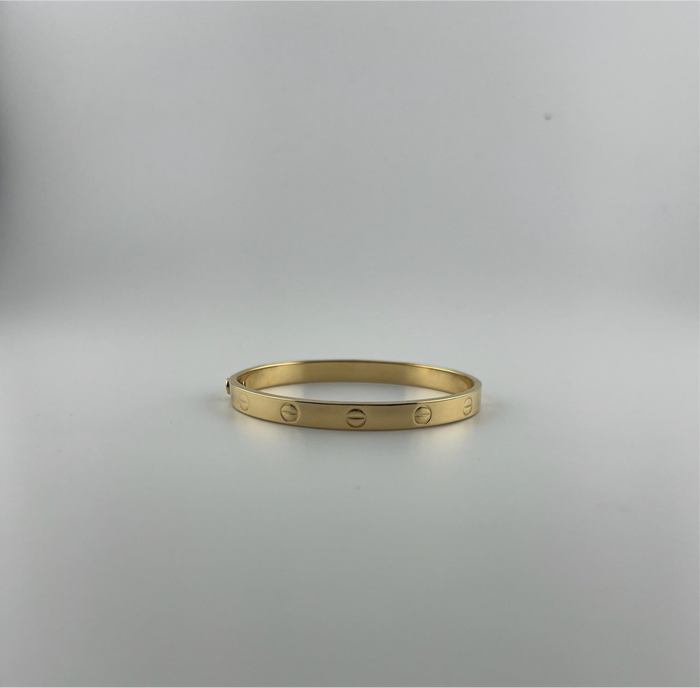 Bangle that opens with a screw, 18k gold, semisolid, regular width