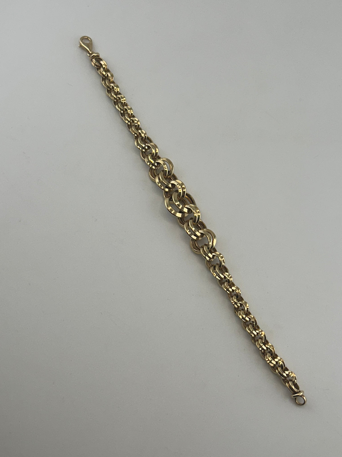 18K Solid Gold Tapered Byzantine Statement Bracelet - Image 1