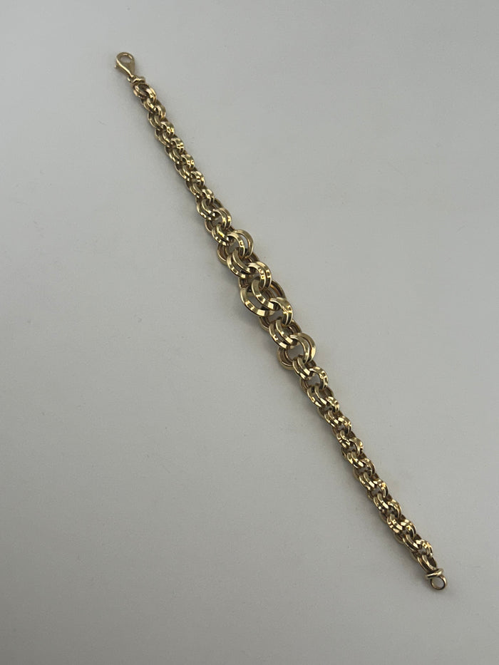 18K Solid Gold Tapered Byzantine Statement Bracelet
