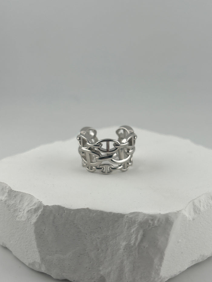 925 Sterling Silver Triple Link Ring