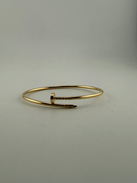 Thin twist nail bracelet, 18k gold