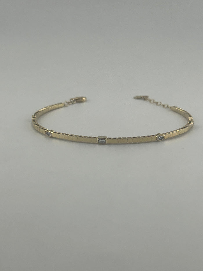 18K Yellow Gold Multi-Shape Cubic Zirconia Bangle