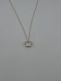 White butterfly premium vinyl solid 18k gold necklace