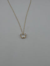 White butterfly premium vinyl solid 18k gold necklace - Image 1