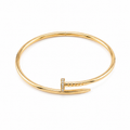 Thin twist nail bangle with premium zircon stones, semi solid , 18k gold