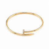 Thin twist nail bangle with premium zircon stones, semi solid , 18k gold - Image 1