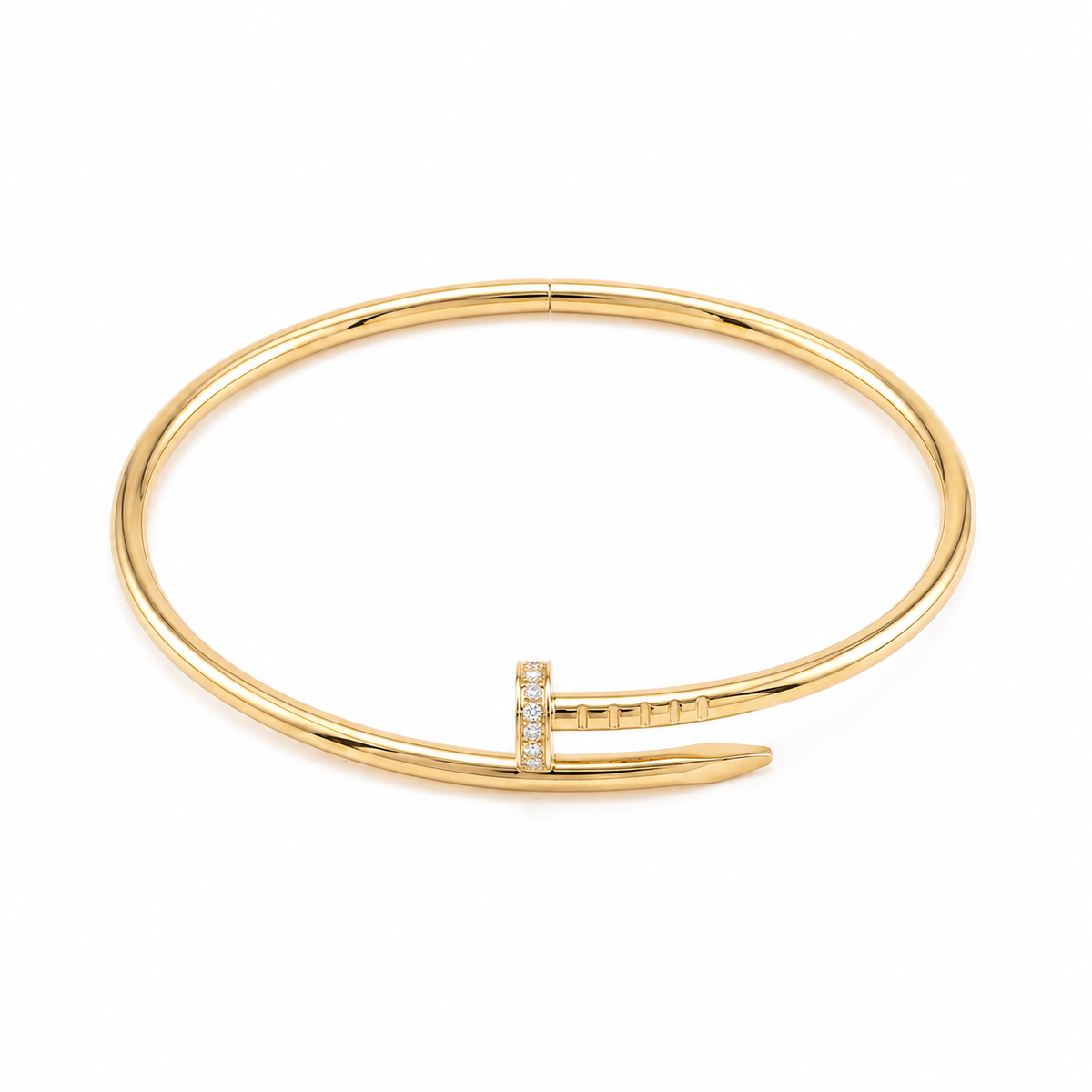Thin twist nail bracelet, with premium zircon stones, 18k gold , hollow - Image 1