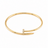 Thin twist nail bracelet, with premium zircon stones, 18k gold , hollow - Image 1