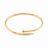 Thin twist nail bangle, semi solid , 18k gold - Image 1