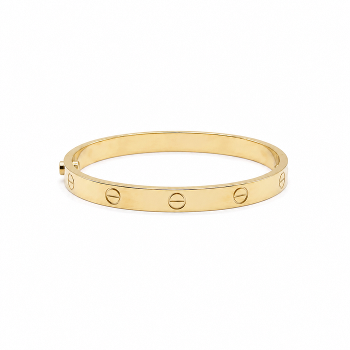 Bangle that opens with a screw, 18k gold, hollow, regular width