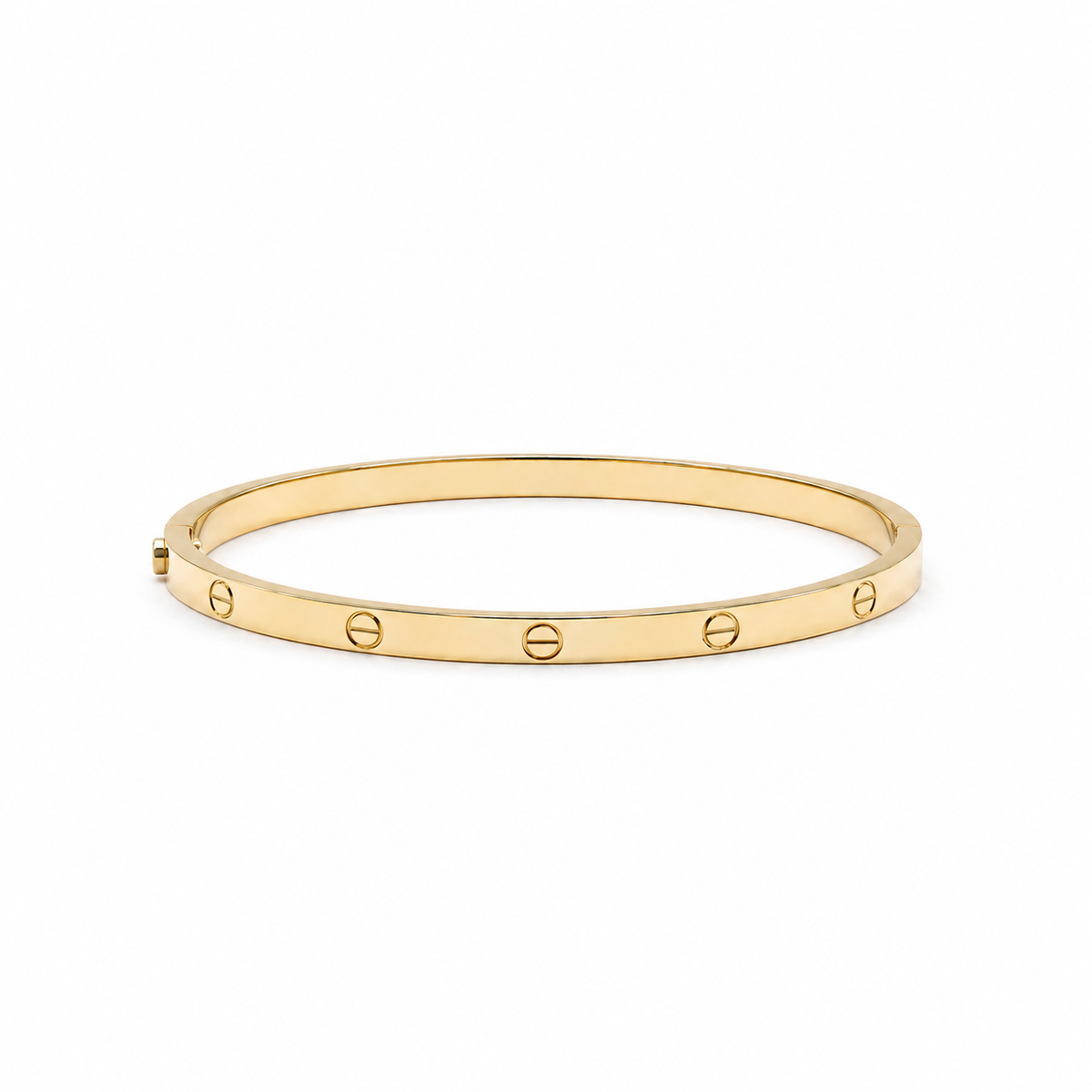 Thin hollow bangle, 18k gold, opens with a screw - Image 1