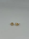 18K Solid Gold Puff Gucci Link Stud Earrings