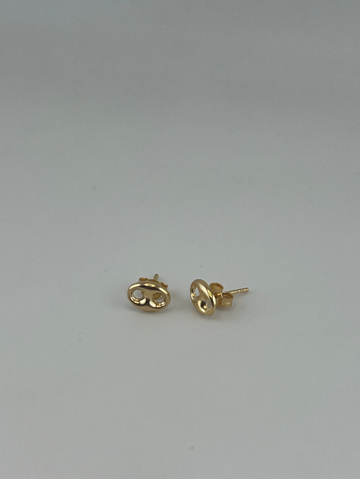 18K Solid Gold Puff Gucci Link Stud Earrings