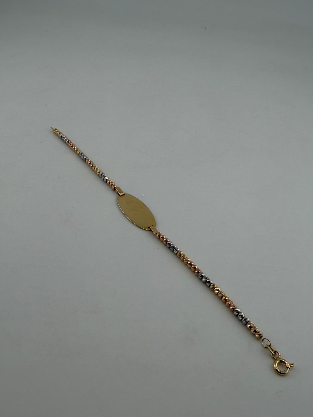 18K Tri-Color Gold Circle Plate Bracelet - Image 1