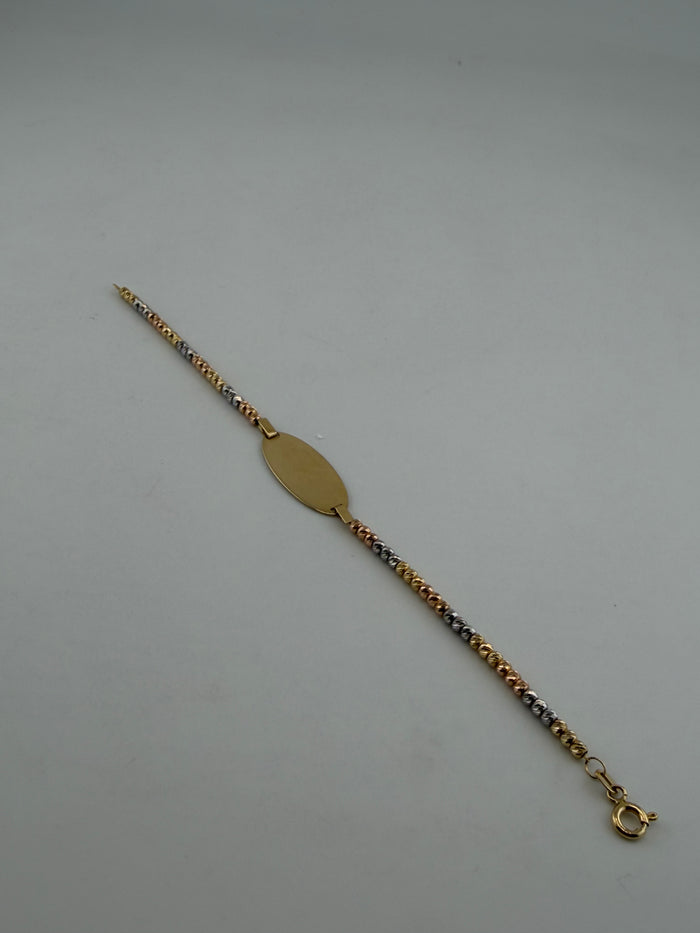18K Tri-Color Gold Circle Plate Bracelet