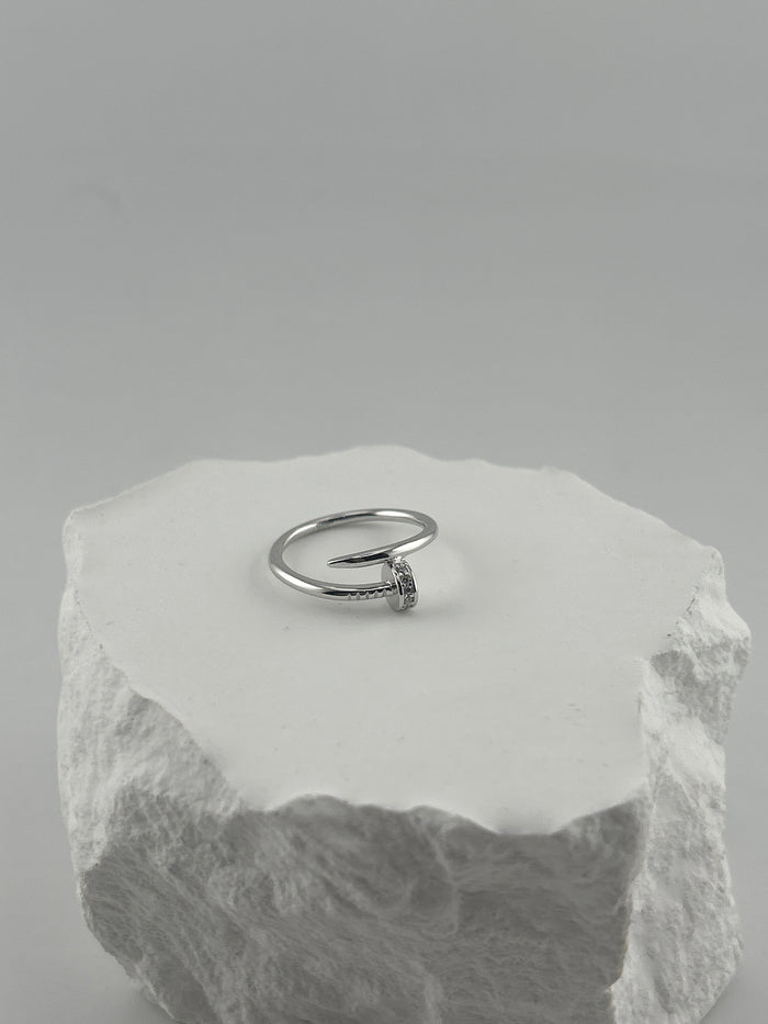 925 sterling Silver Nail Ring with premium cz stones