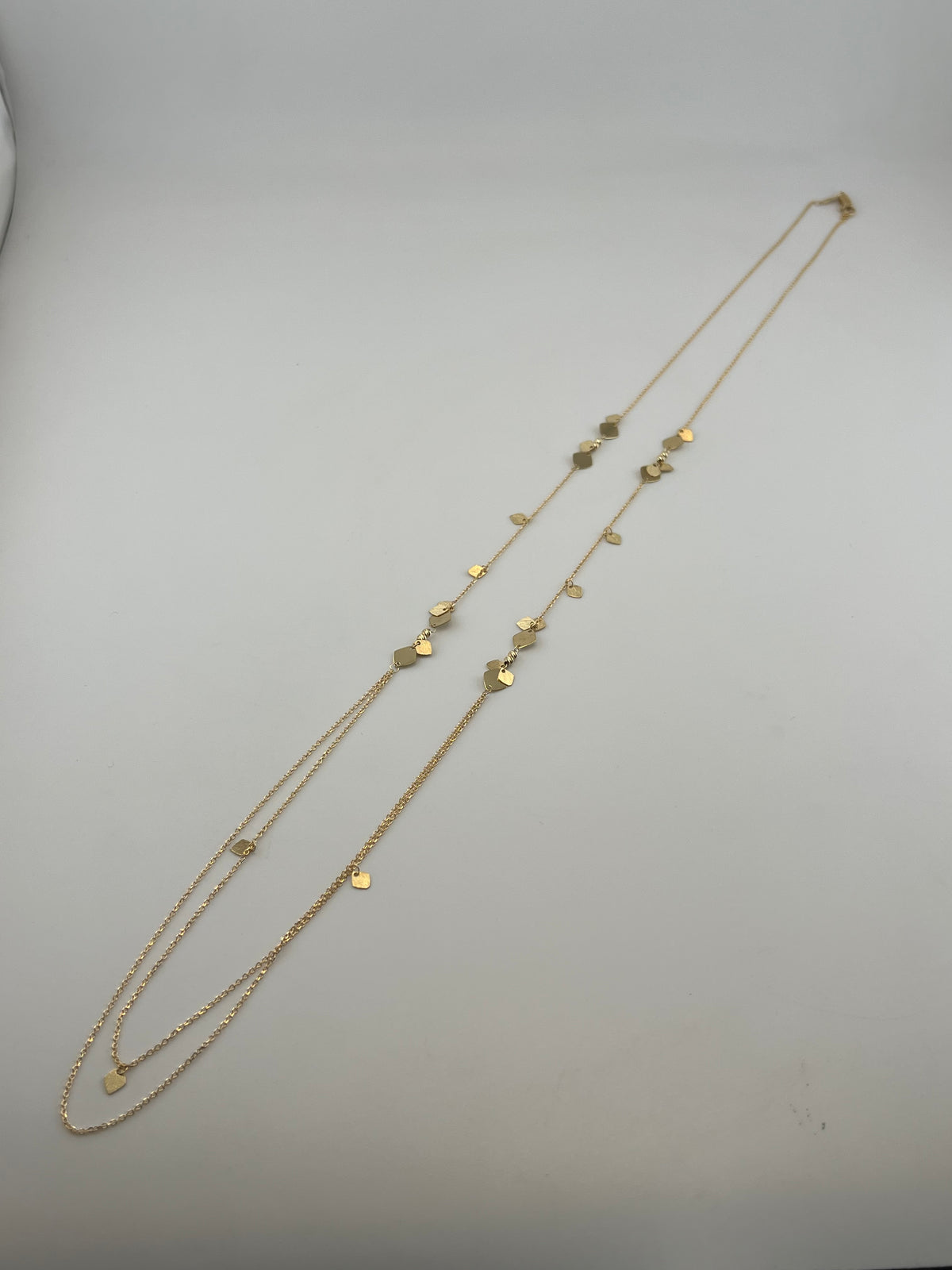 18K Solid Gold Geometric Charm Chain - Image 1