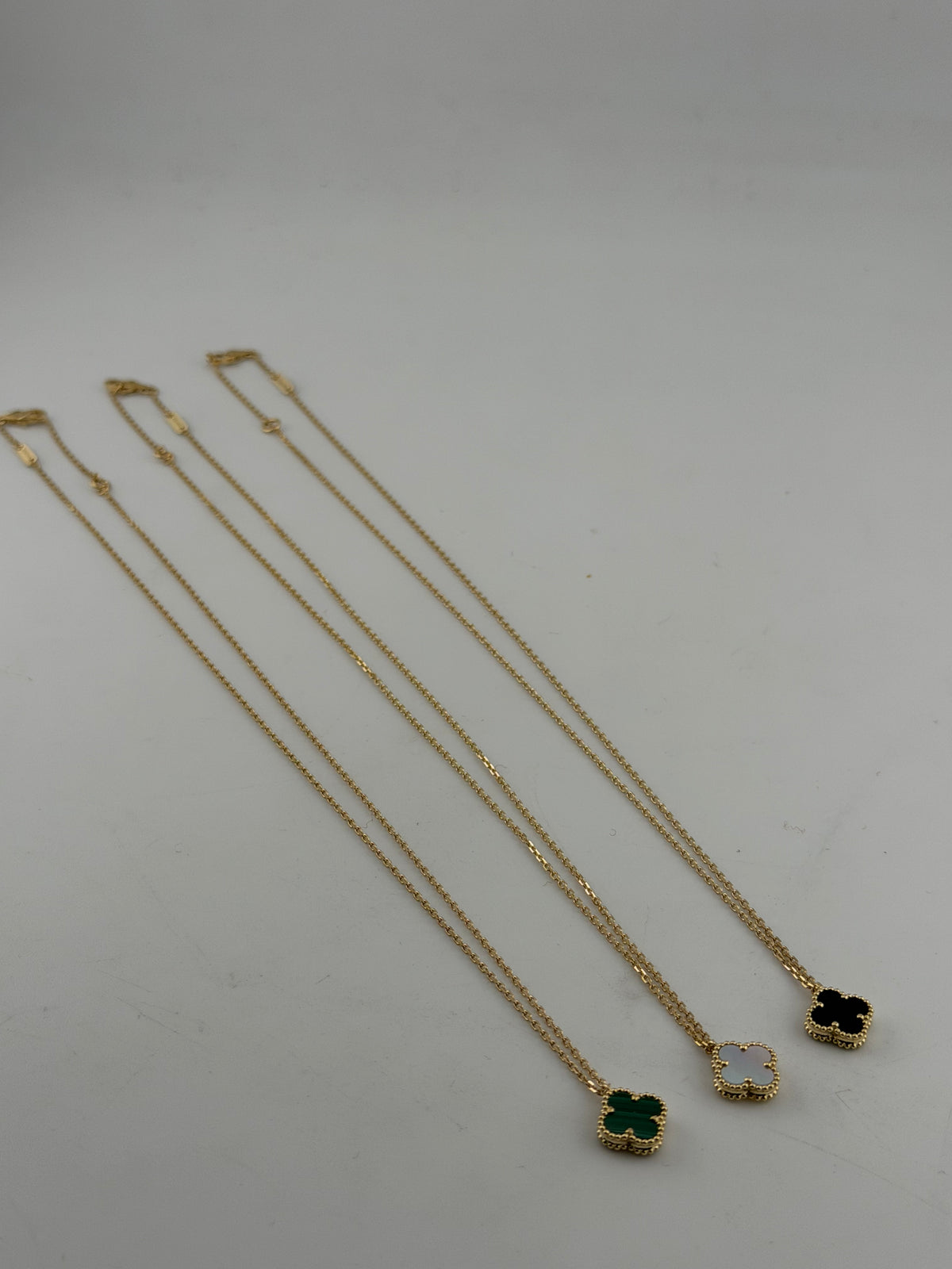 18K Solid Gold Single Clover Necklace - Image 6