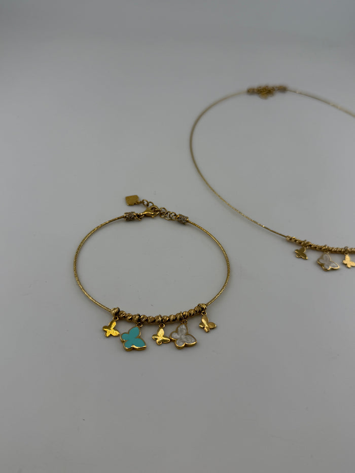 Butterfly Garden – 18K Solid Gold Necklace & Bracelet Set